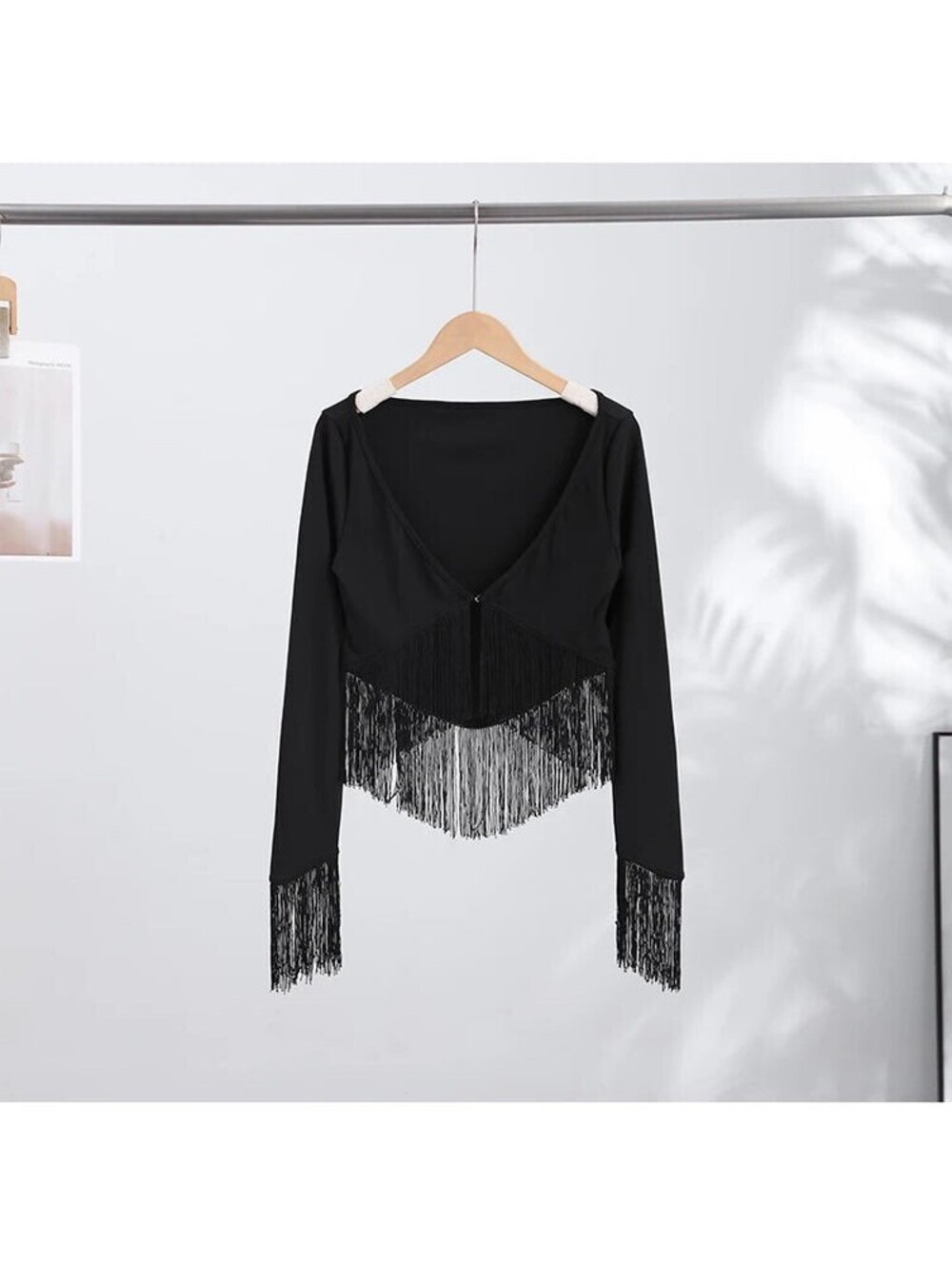 Top shop Black Fringe Poncho Sweater with Fringe Size 6